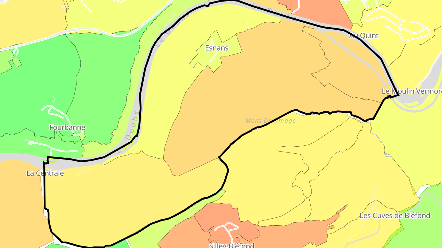 Carte des prix de l'immobilier Esnans