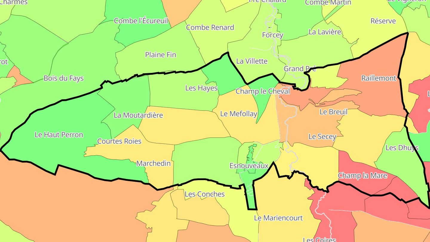 Carte des prix de l'immobilier Esnouveaux