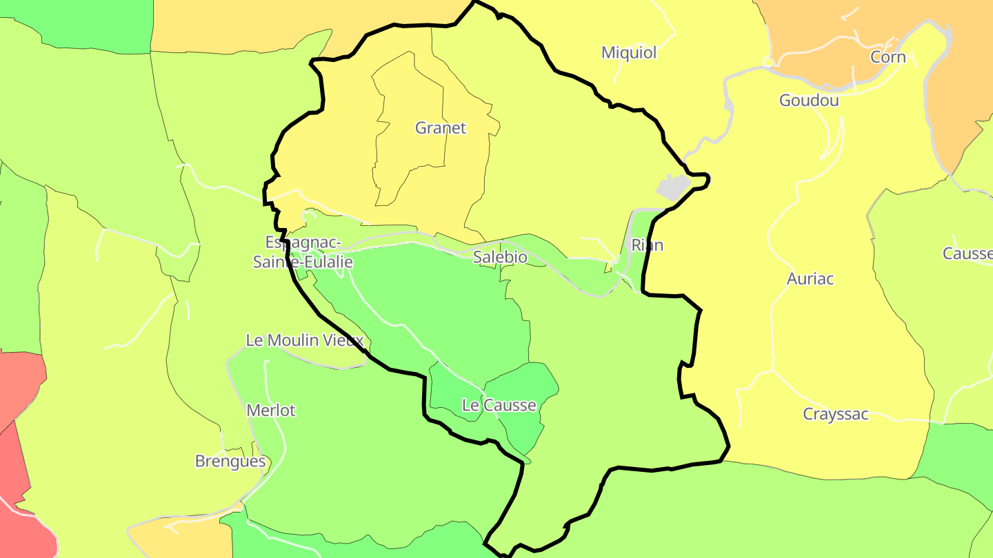 Carte des prix de l'immobilier Espagnac-Sainte-Eulalie