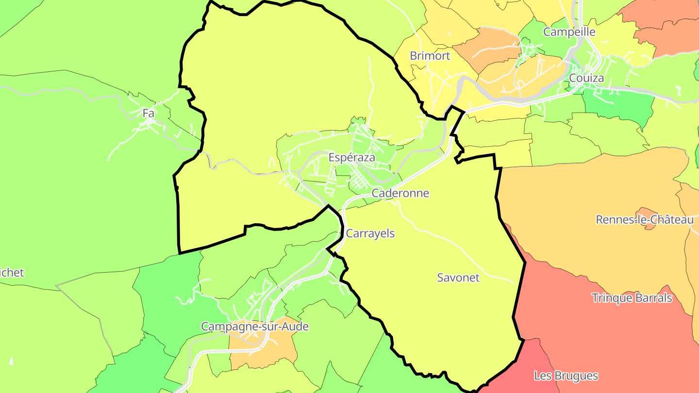 Carte des prix de l'immobilier Espéraza