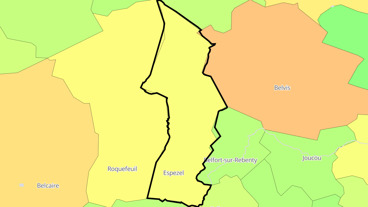 Carte des prix de l'immobilier Espezel