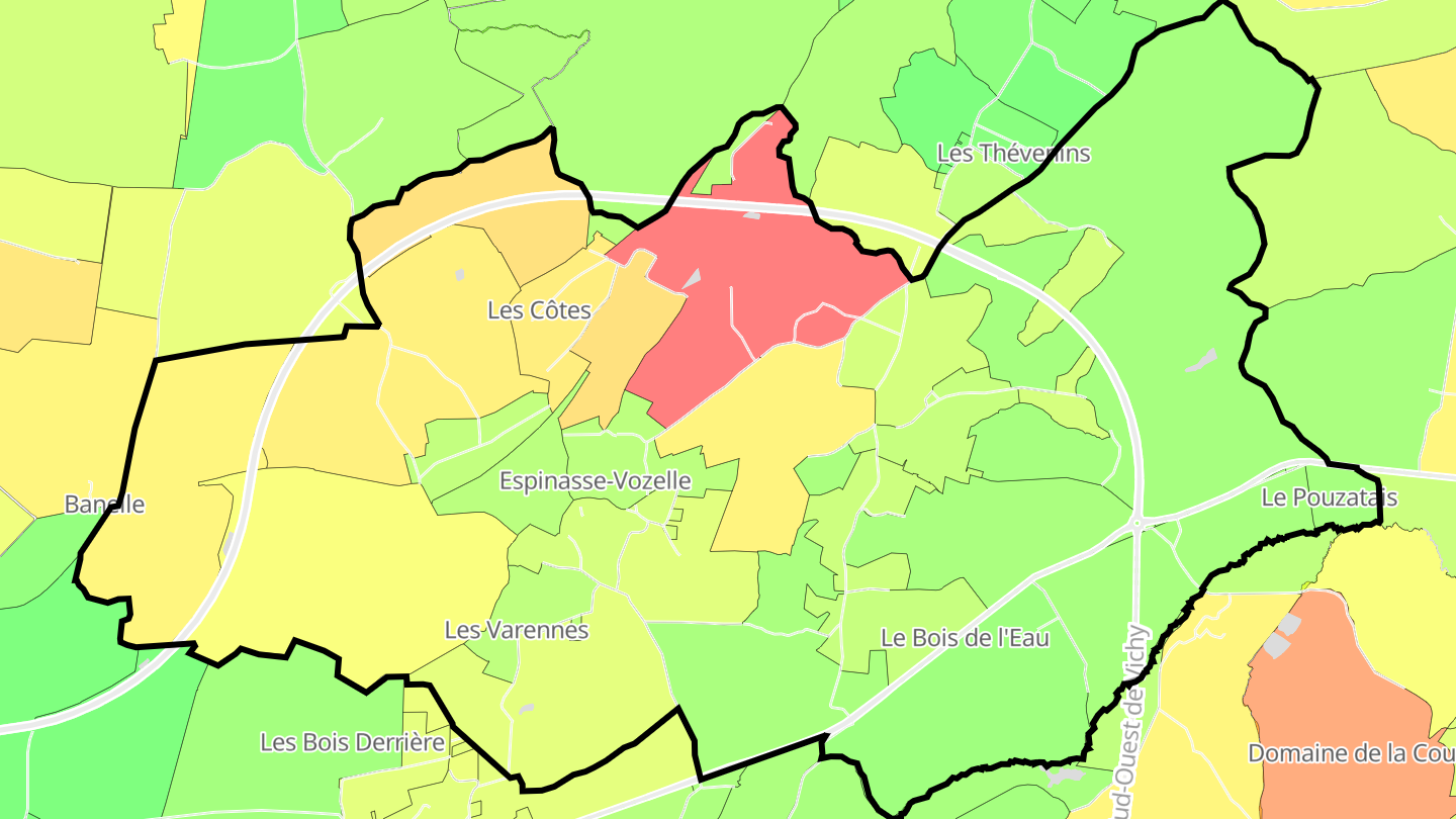 Carte des prix de l'immobilier Espinasse-Vozelle