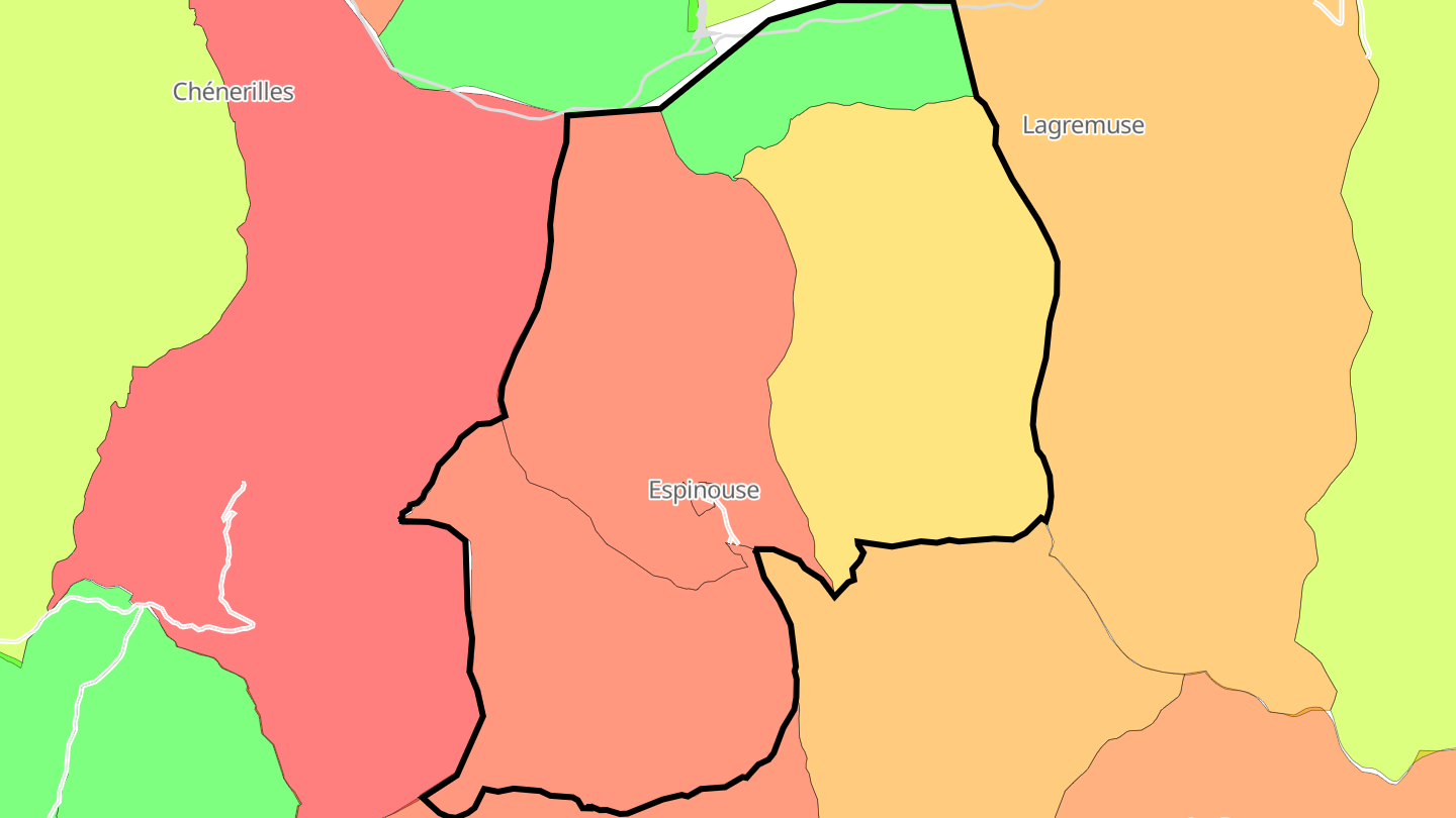 Carte des prix de l'immobilier Espinouse