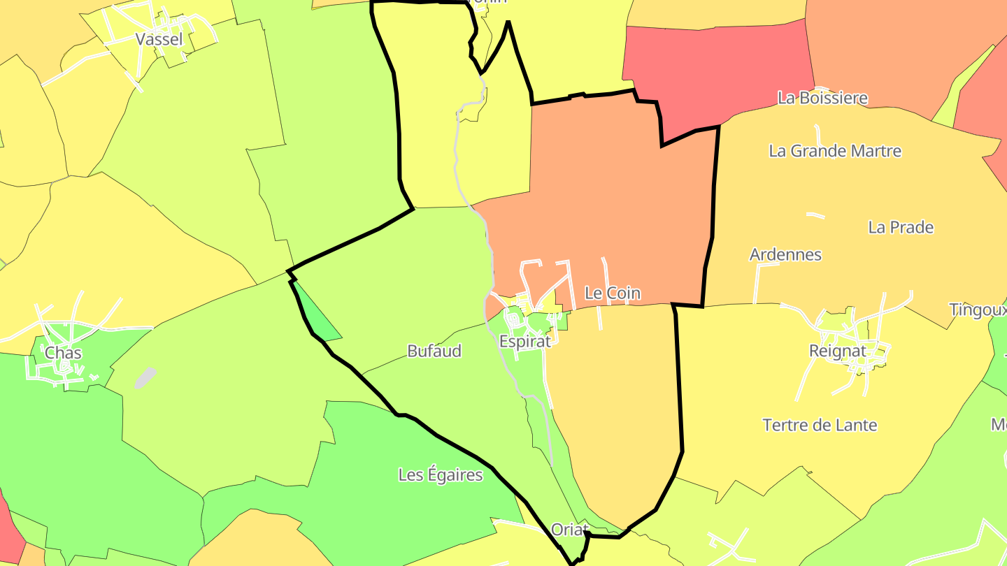 Carte des prix de l'immobilier Espirat