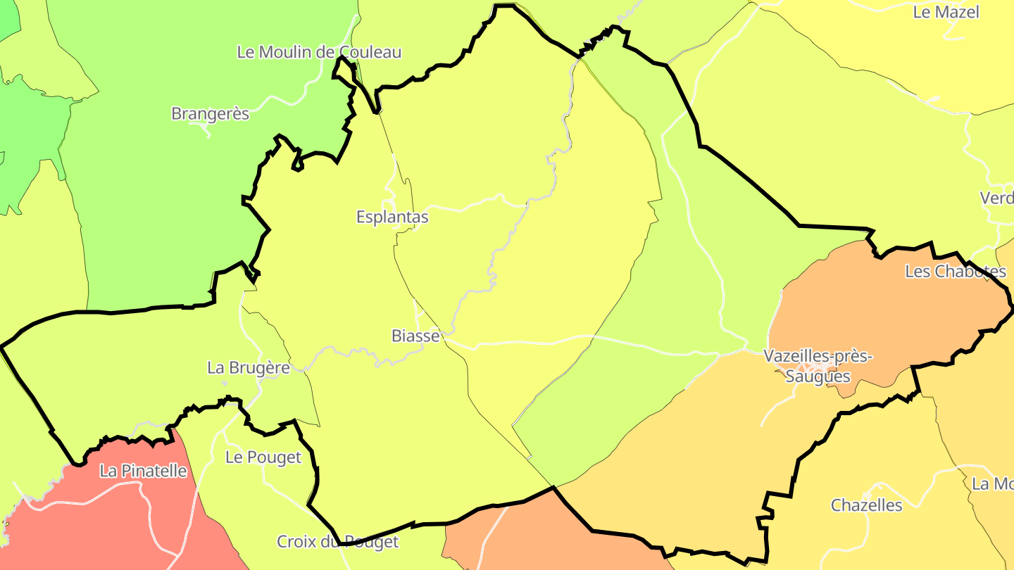 Carte des prix de l'immobilier Esplantas-Vazeilles