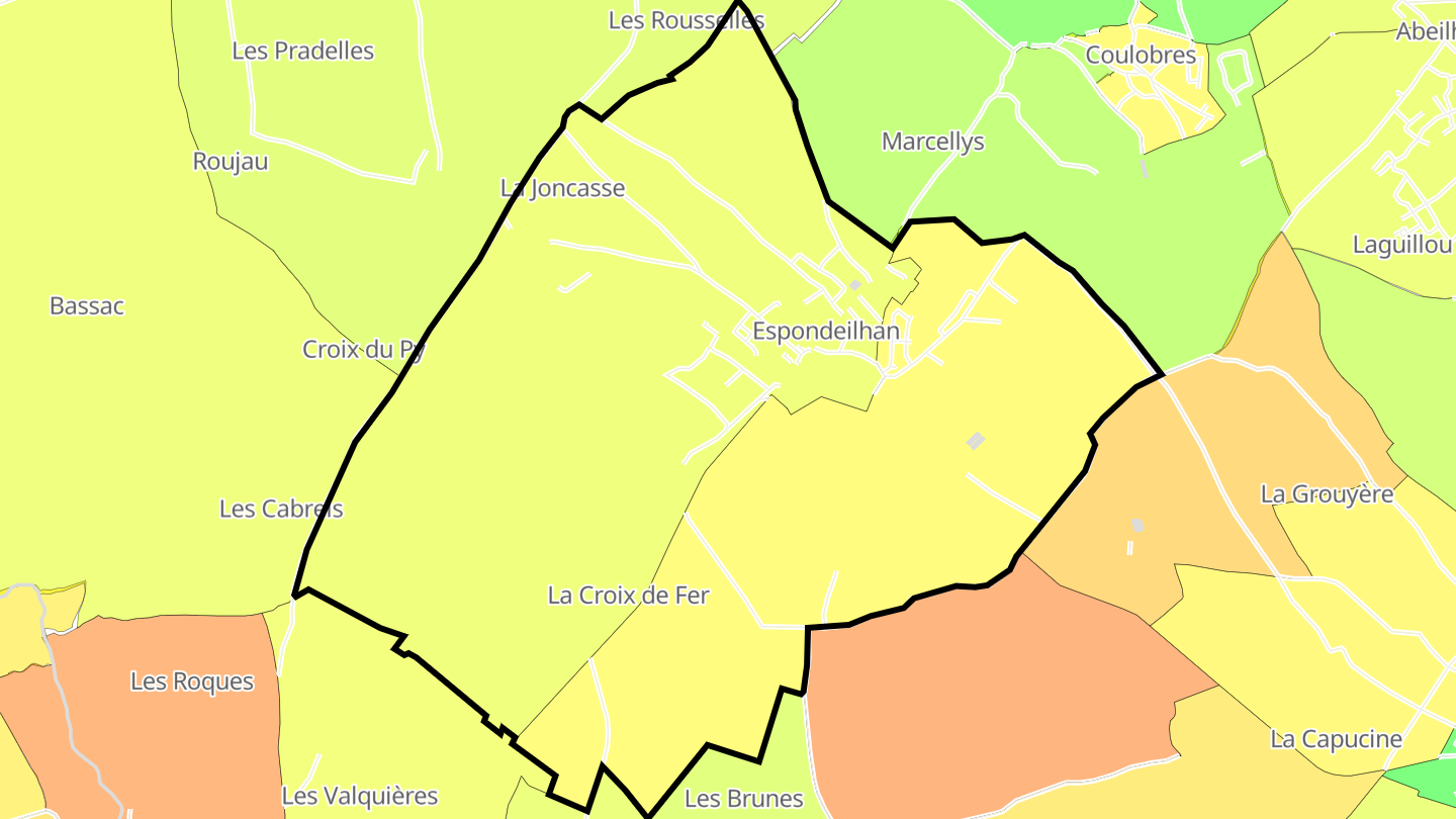 Carte des prix de l'immobilier Espondeilhan