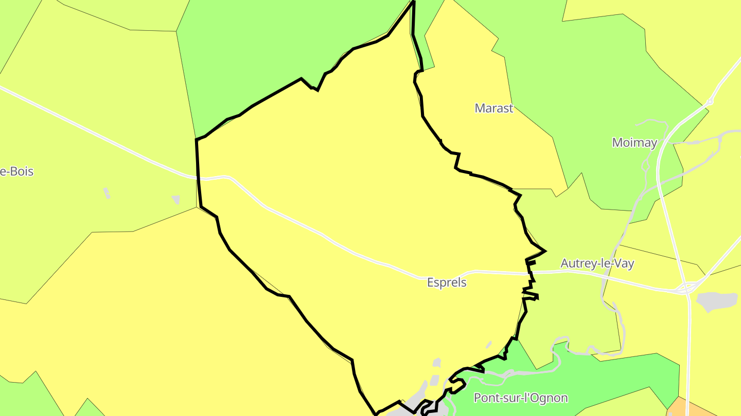 Carte des prix de l'immobilier Esprels