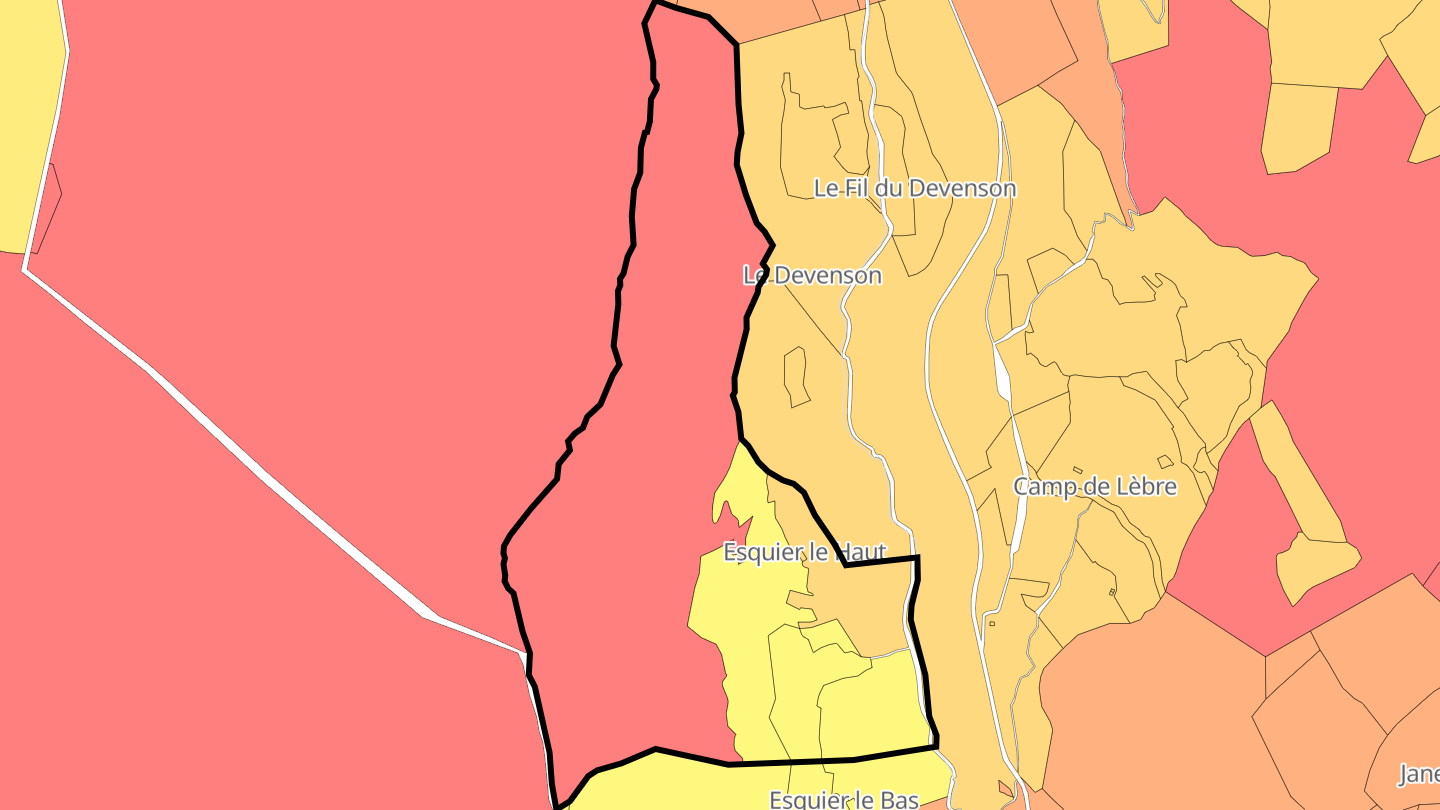 Carte des prix de l'immobilier Esquier le Haut