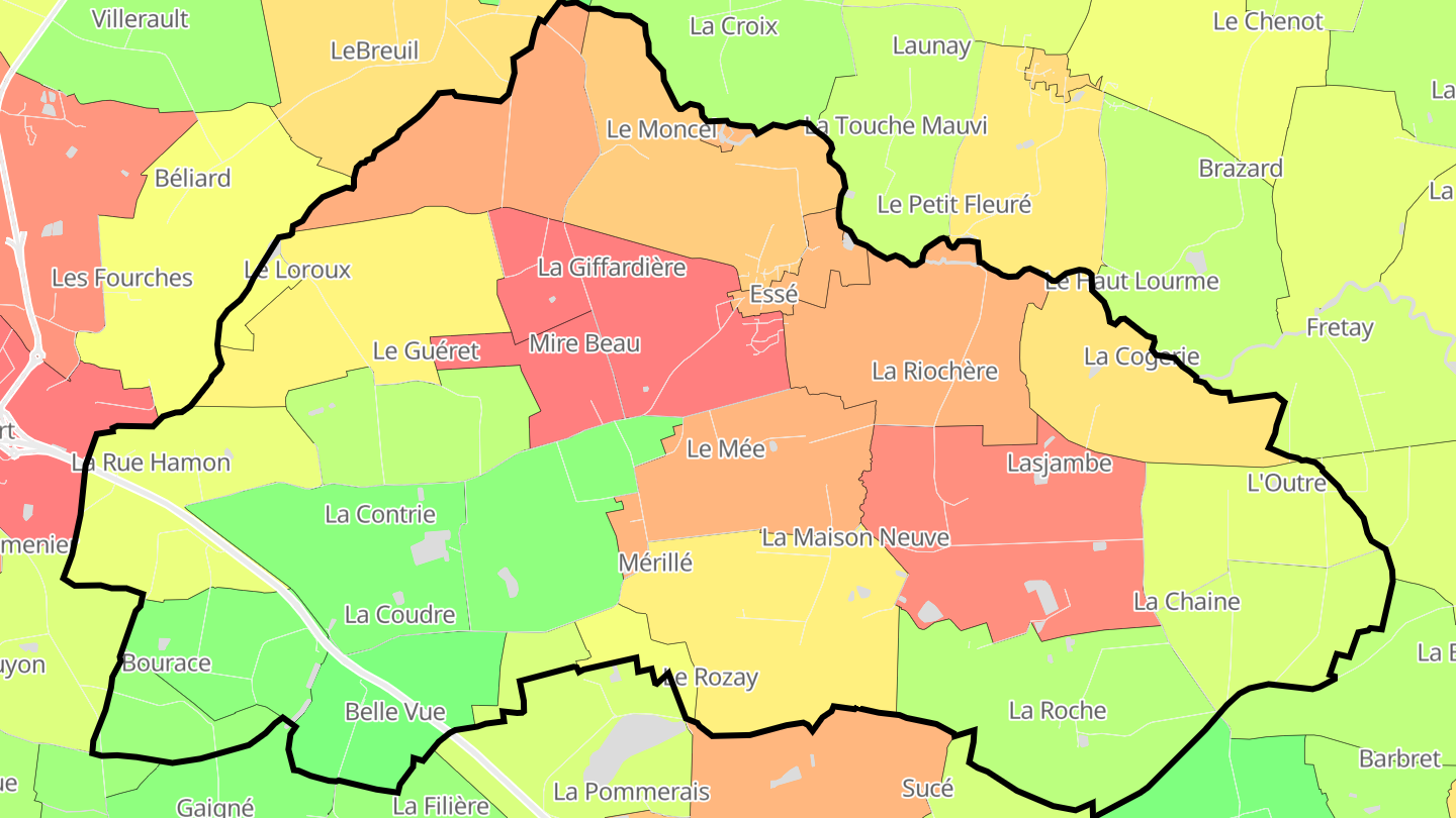 Carte des prix de l'immobilier Essé