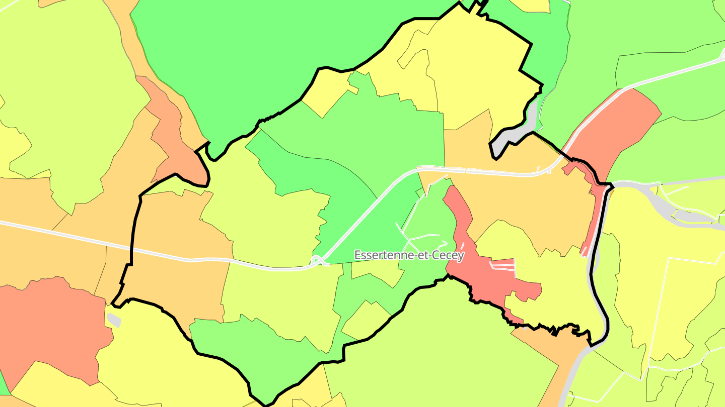 Carte des prix de l'immobilier Essertenne-et-Cecey