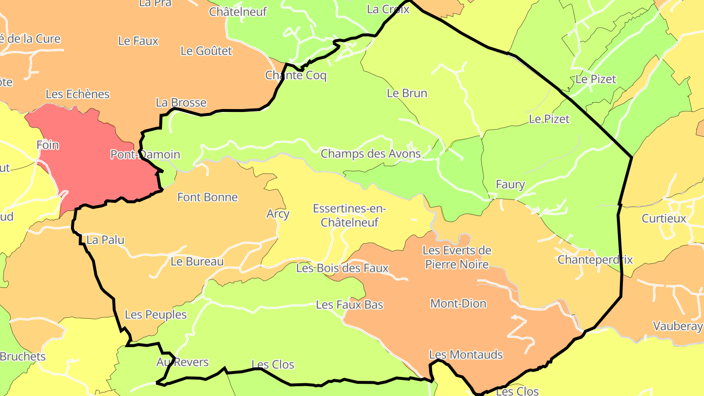 Carte des prix de l'immobilier Essertines-en-Châtelneuf