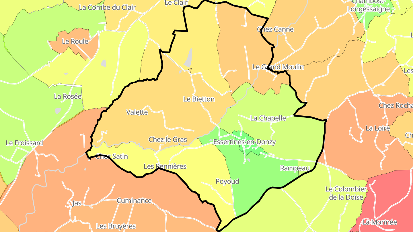 Carte des prix de l'immobilier Essertines-en-Donzy