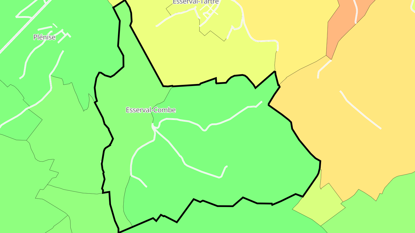 Carte des prix de l'immobilier Esserval-Combe
