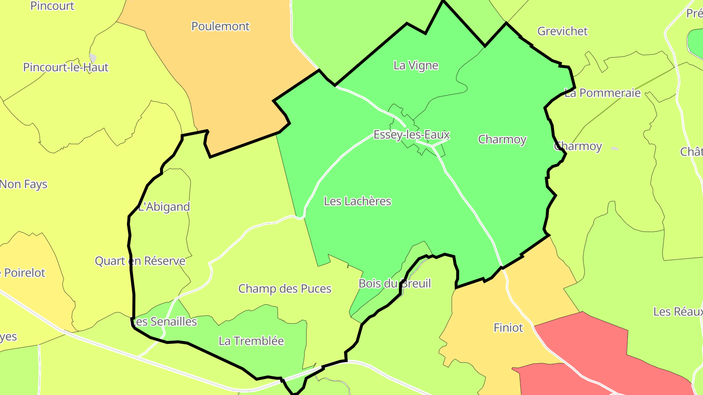 Carte des prix de l'immobilier Essey-les-Eaux