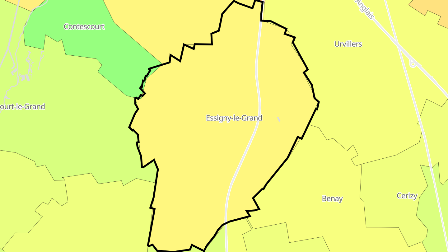 Carte des prix de l'immobilier Essigny-le-Grand