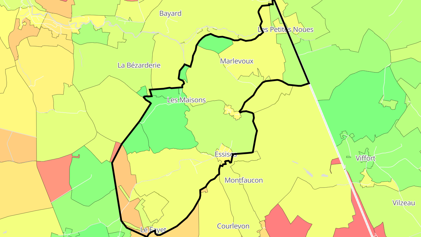 Carte des prix de l'immobilier Essises