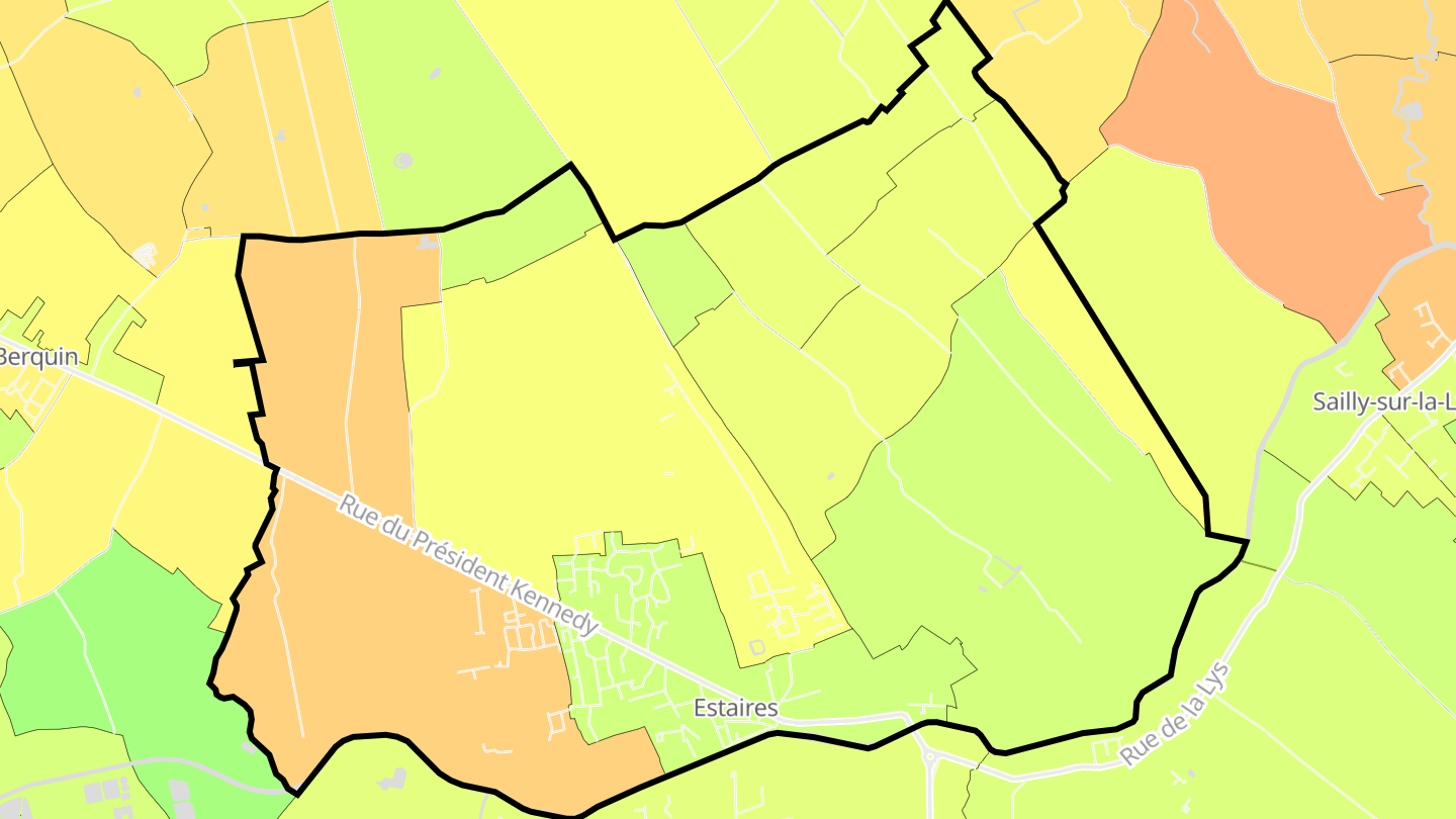 Carte des prix de l'immobilier Estaires