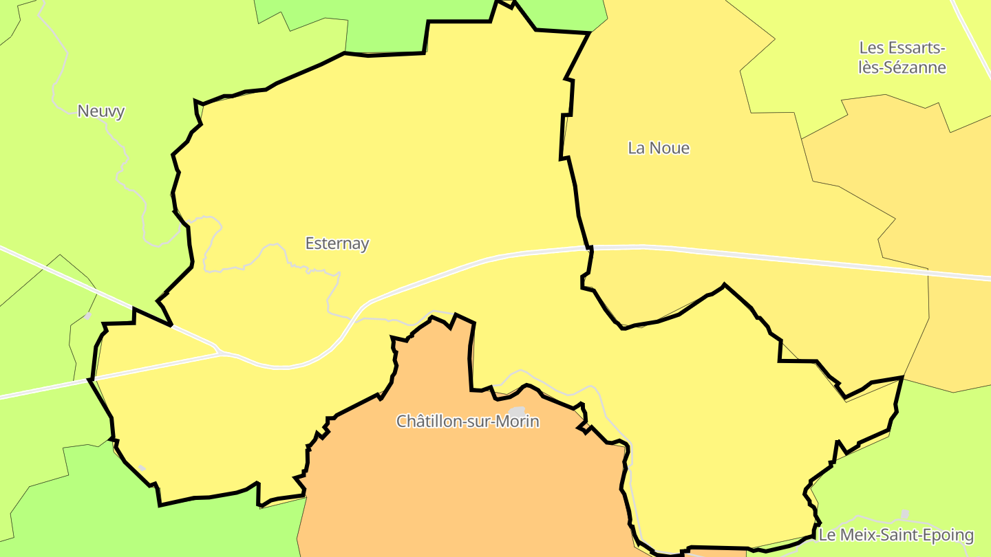 Carte des prix de l'immobilier Esternay