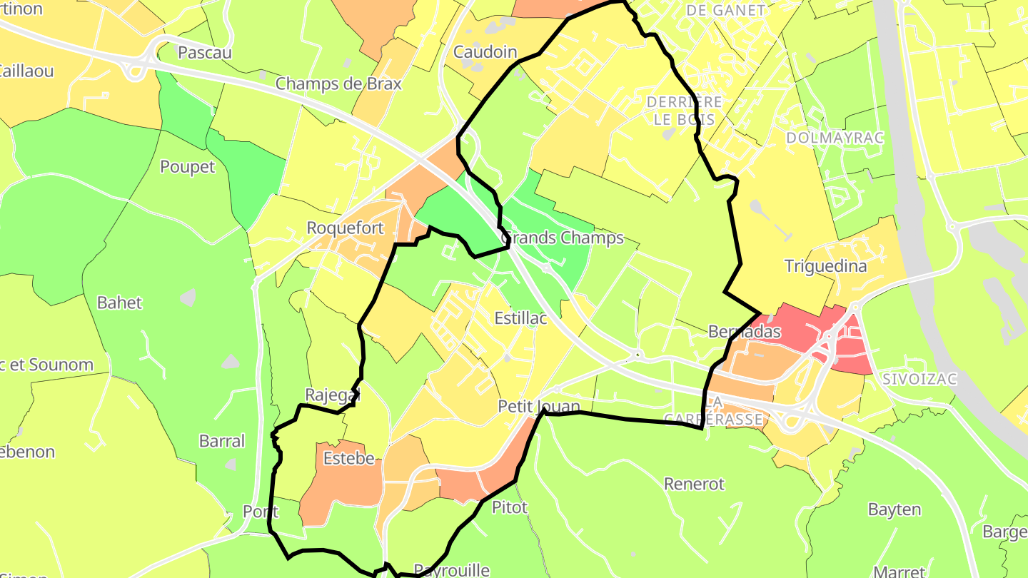 Carte des prix de l'immobilier Estillac