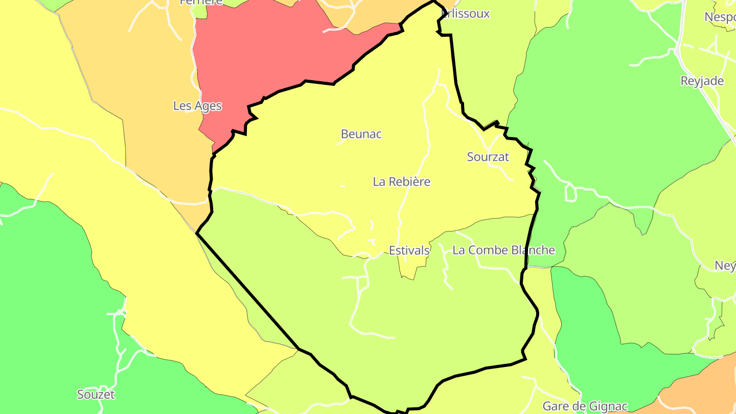 Carte des prix de l'immobilier Estivals