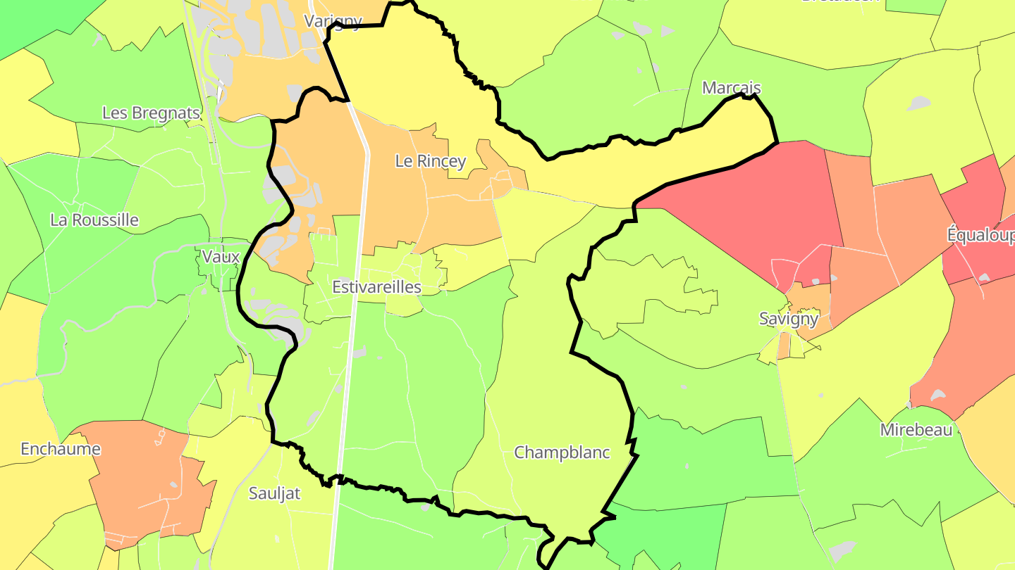 Carte des prix de l'immobilier Estivareilles