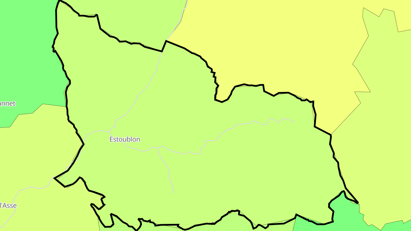 Carte des prix de l'immobilier Estoublon