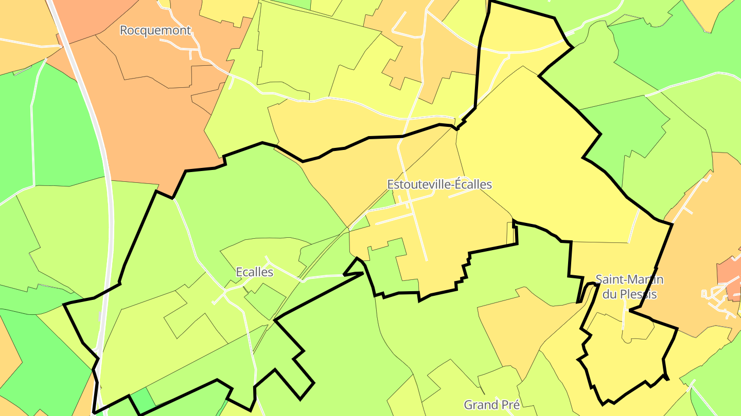 Carte des prix de l'immobilier Estouteville-Écalles