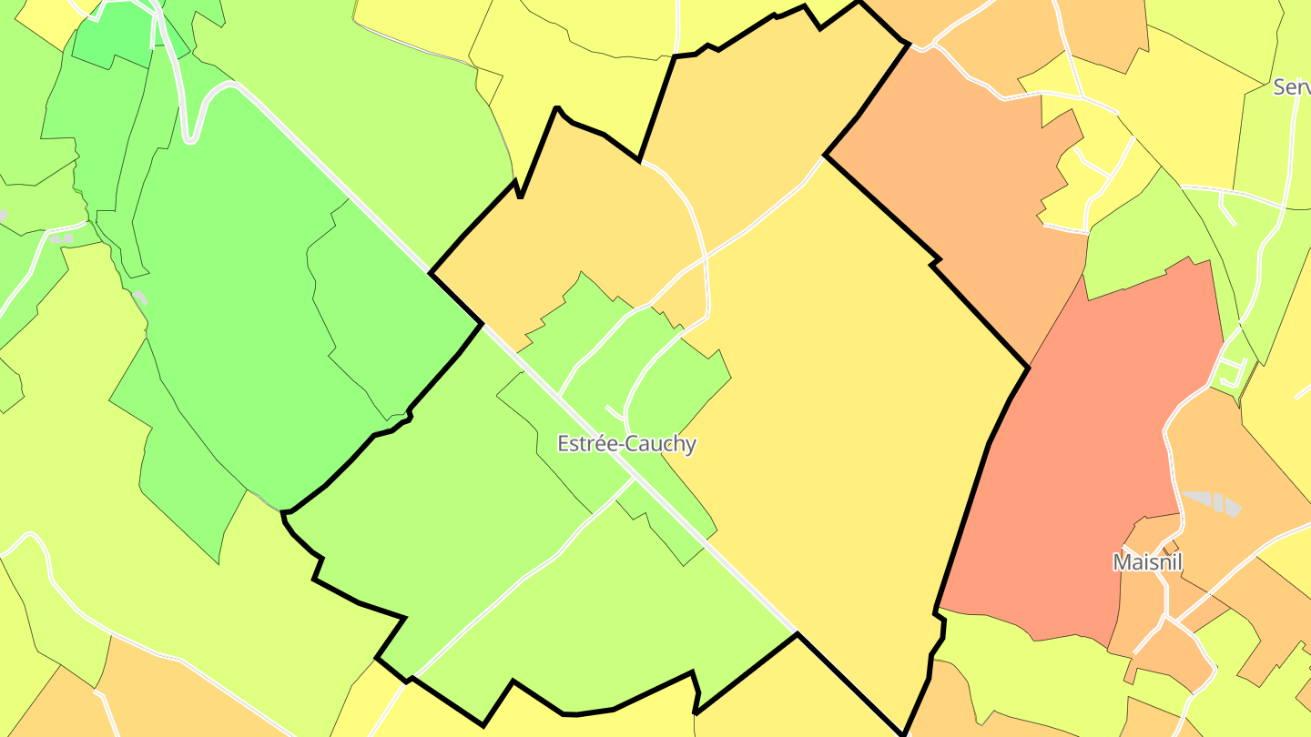 Carte des prix de l'immobilier Estrée-Cauchy
