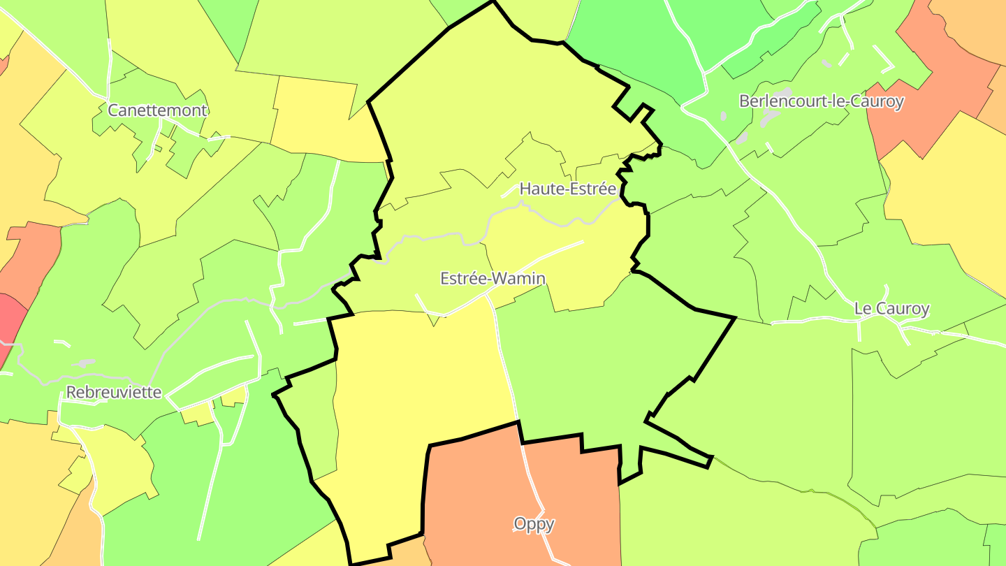 Carte des prix de l'immobilier Estrée-Wamin