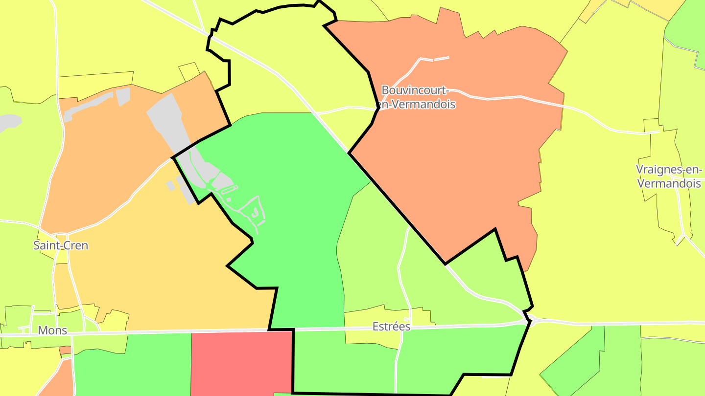 Carte des prix de l'immobilier Estrées-en-Chaussée