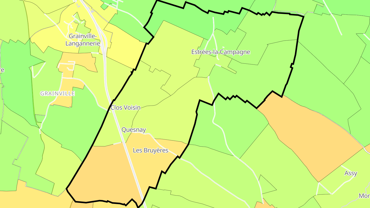Carte des prix de l'immobilier Estrées-la-Campagne