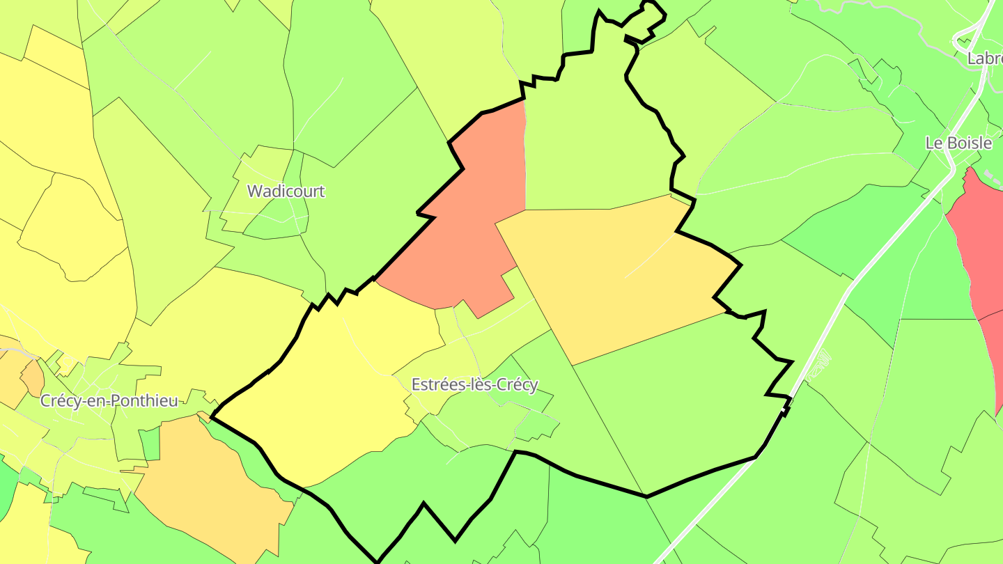 Carte des prix de l'immobilier Estrées-lès-Crécy