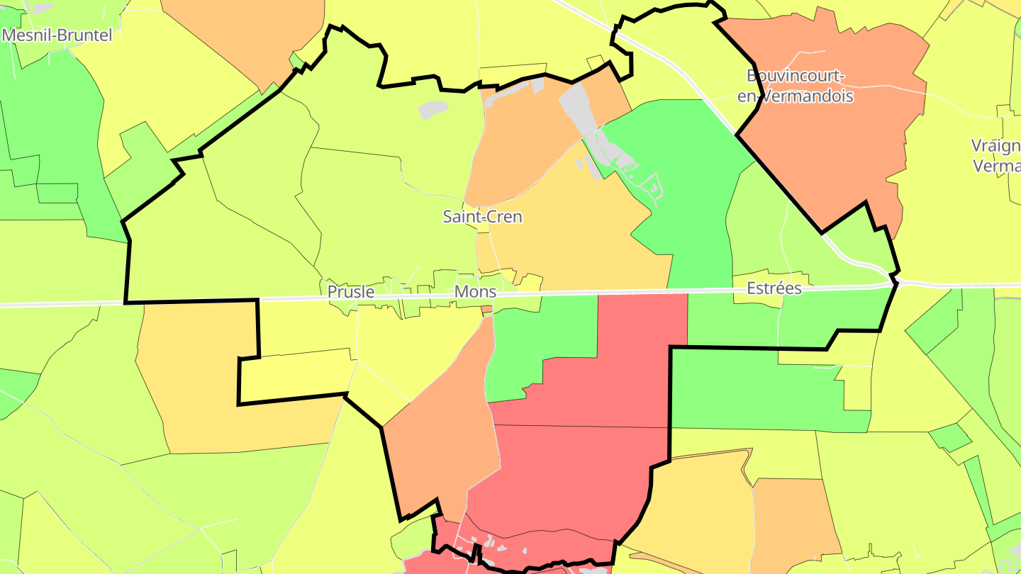 Carte des prix de l'immobilier Estrées-Mons