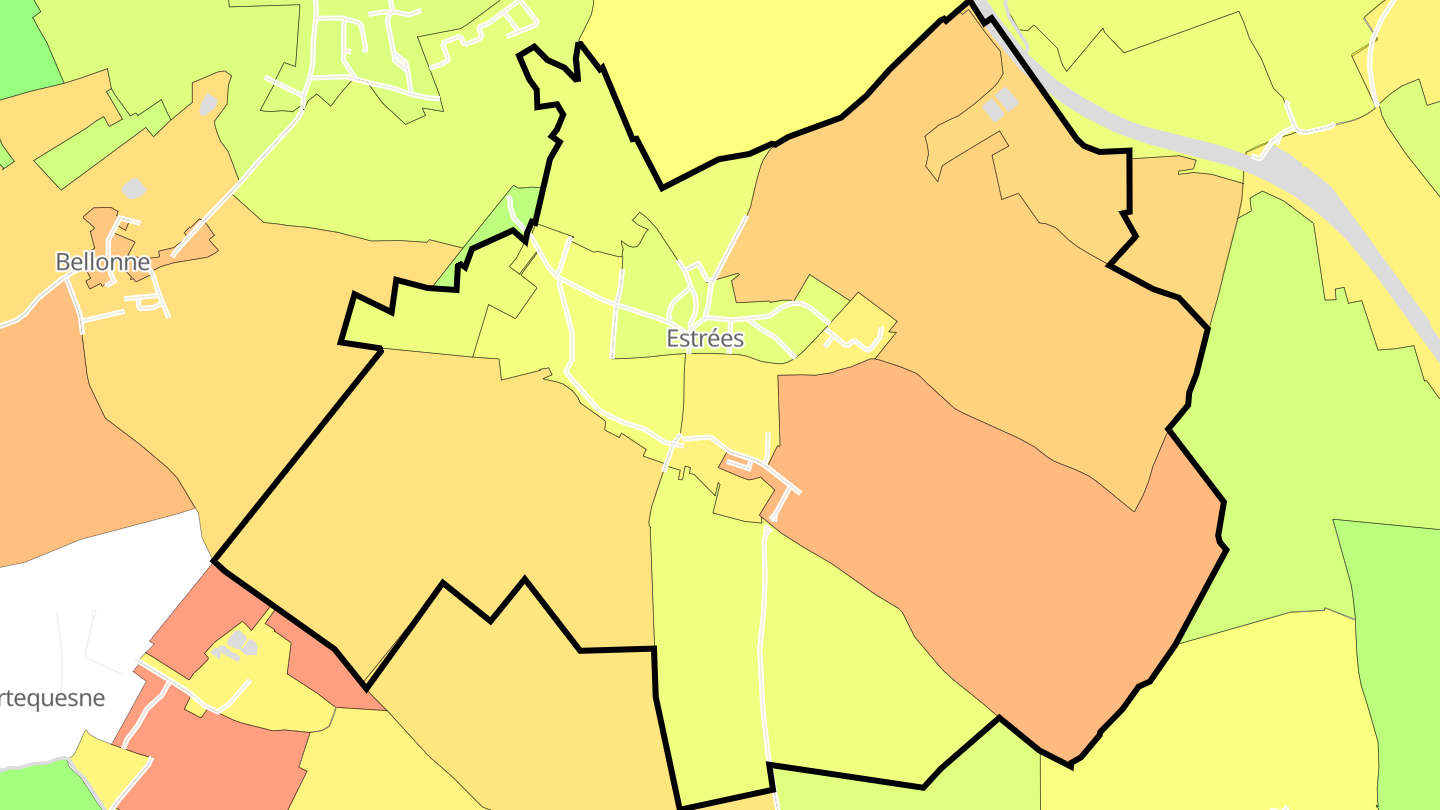 Carte des prix de l'immobilier Estrées