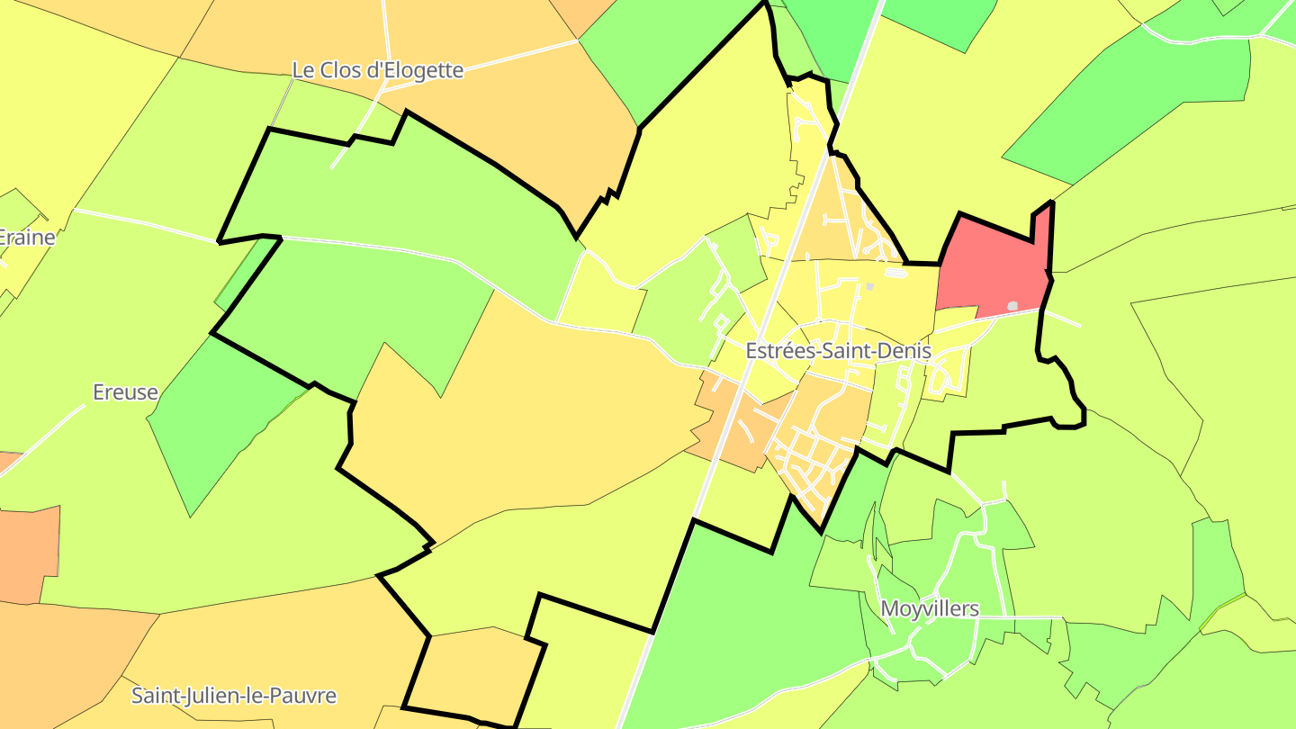 Carte des prix de l'immobilier Estrées-Saint-Denis