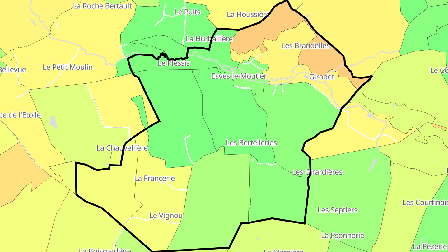 Carte des prix de l'immobilier Esves-le-Moutier