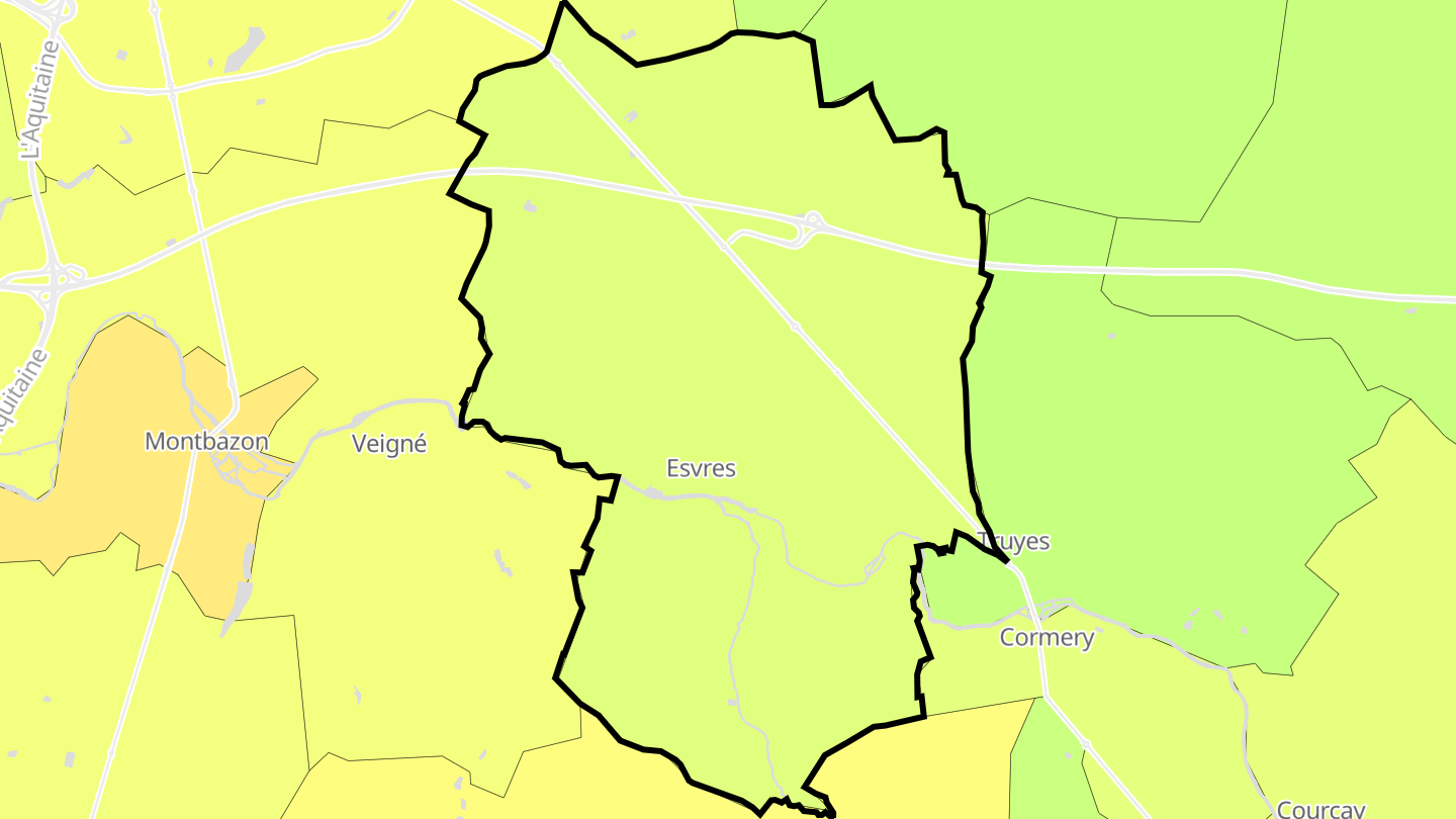 Carte des prix de l'immobilier Esvres