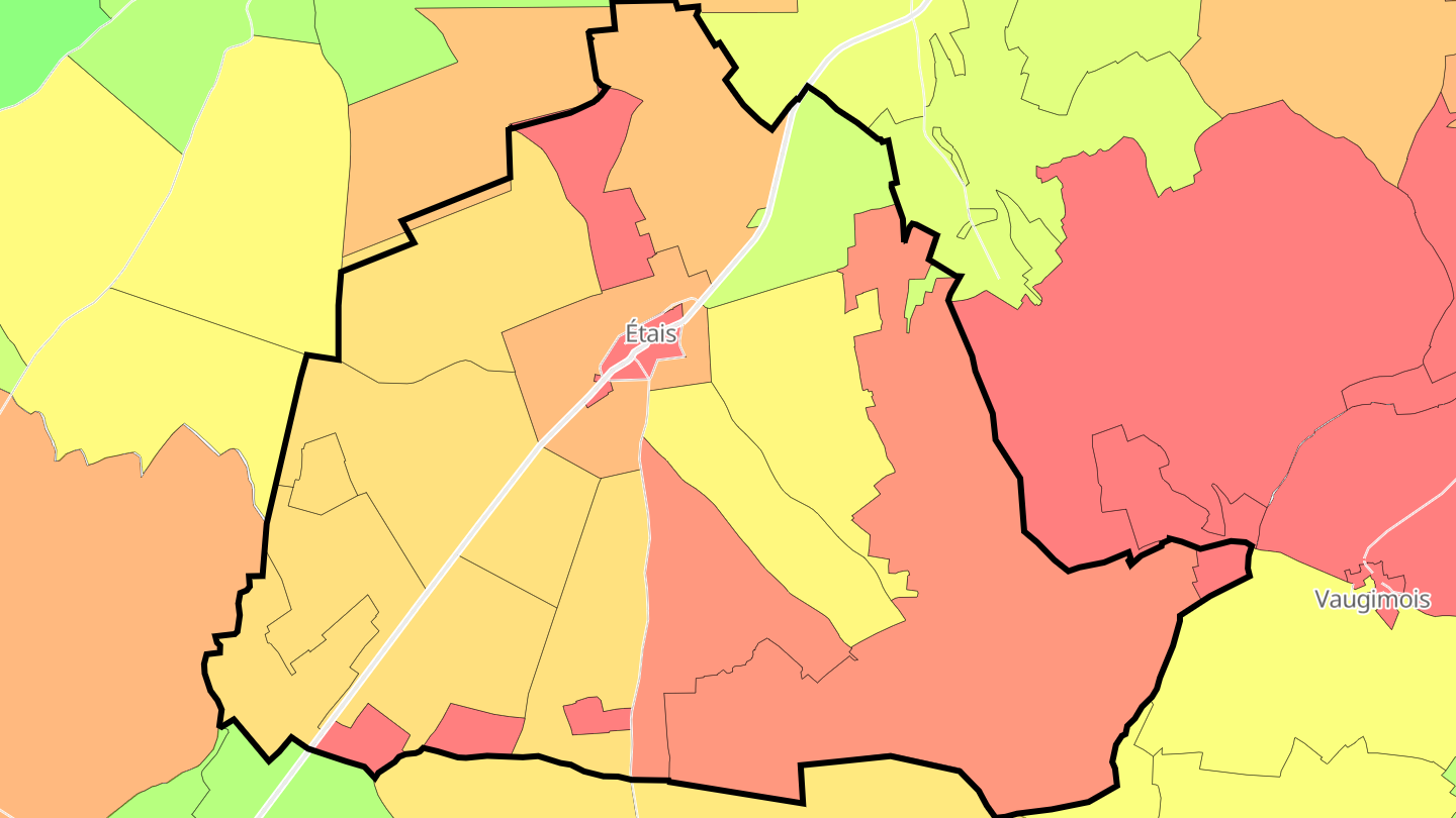 Carte des prix de l'immobilier Étais