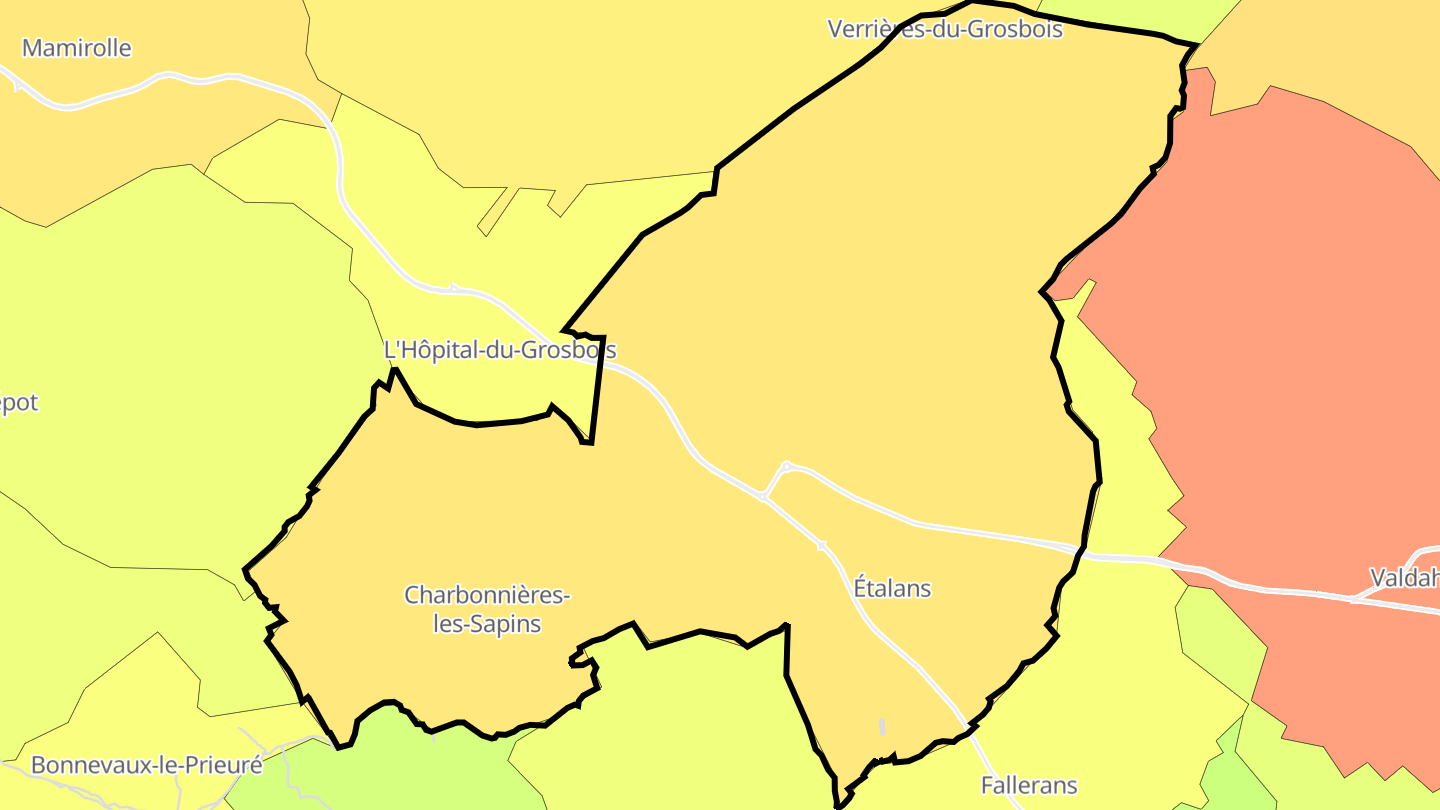 Carte des prix de l'immobilier Étalans
