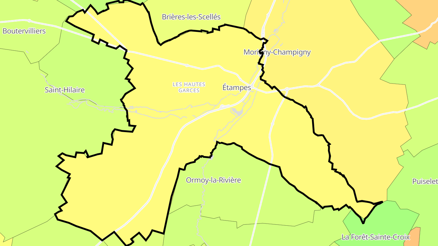 Carte des prix de l'immobilier Étampes