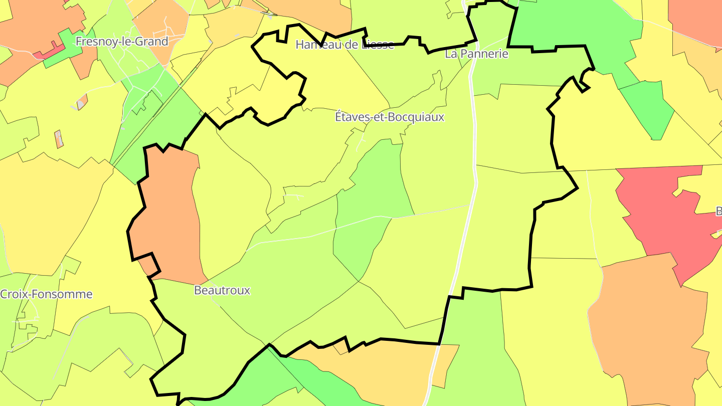 Carte des prix de l'immobilier Étaves-et-Bocquiaux