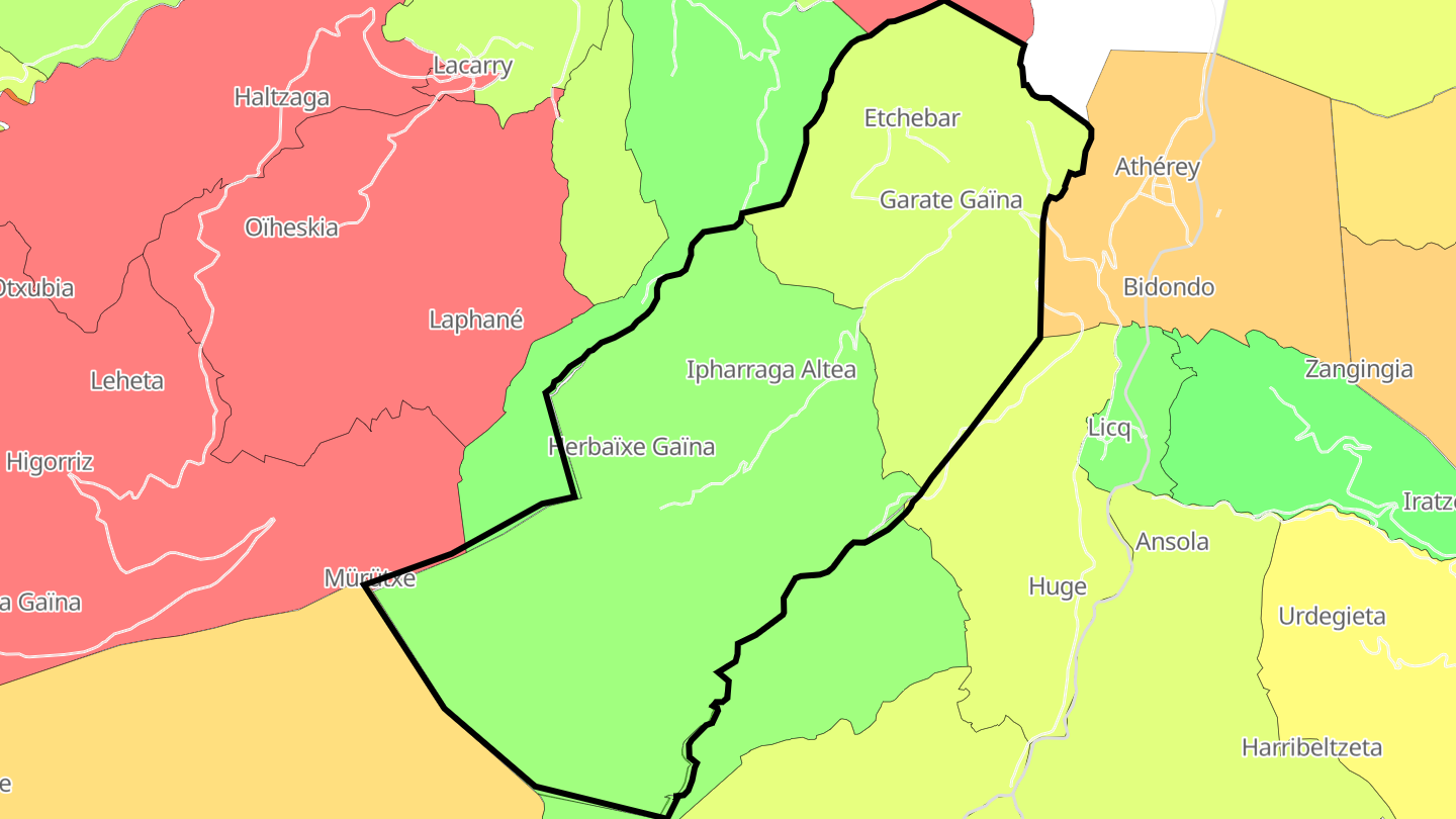 Carte des prix de l'immobilier Etchebar
