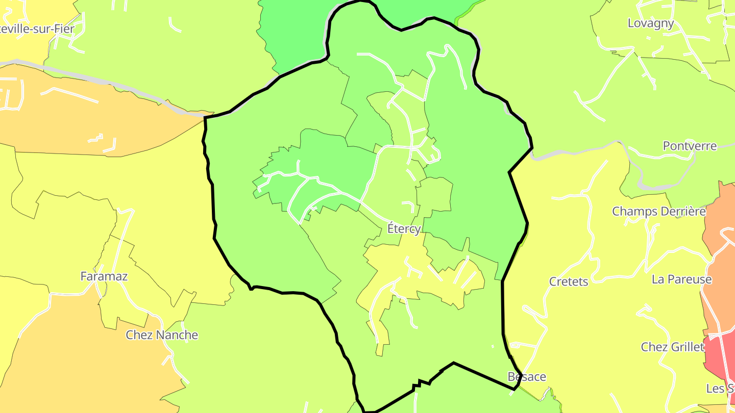 Carte des prix de l'immobilier Étercy