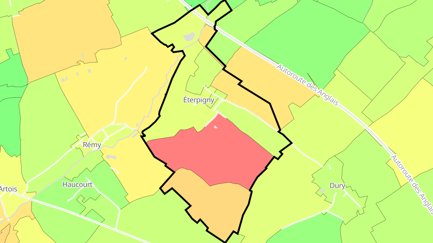 Carte des prix de l'immobilier Éterpigny