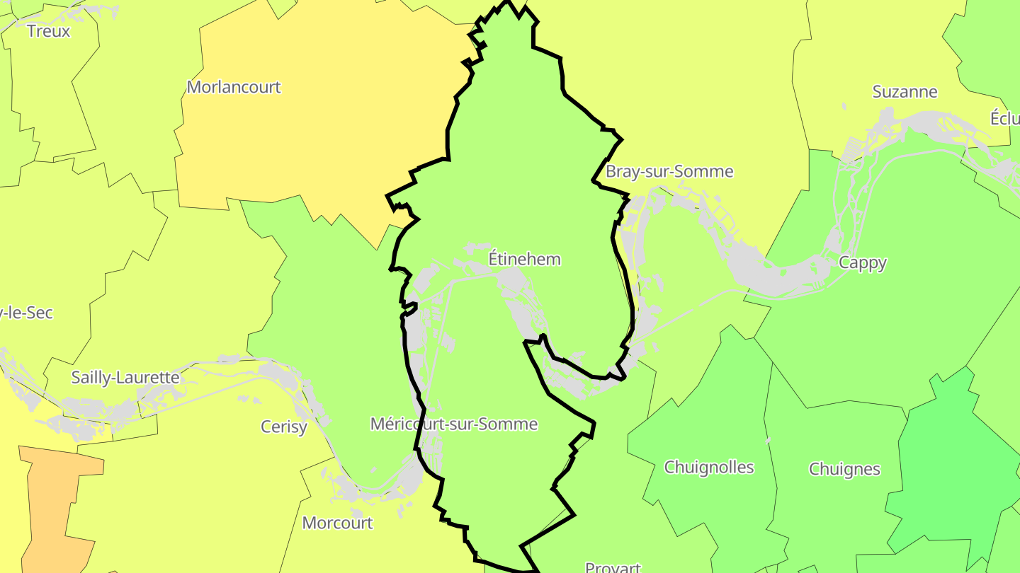 Carte des prix de l'immobilier Étinehem-Méricourt