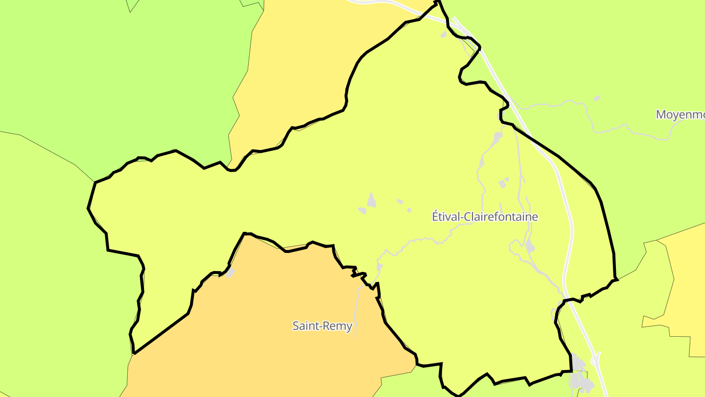 Carte des prix de l'immobilier Étival-Clairefontaine
