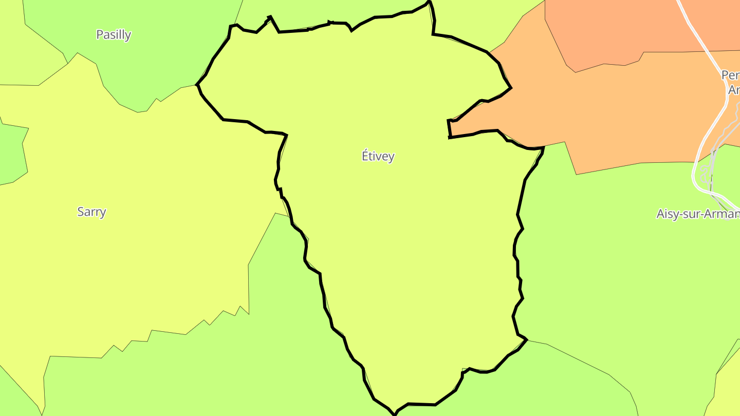 Carte des prix de l'immobilier Étivey
