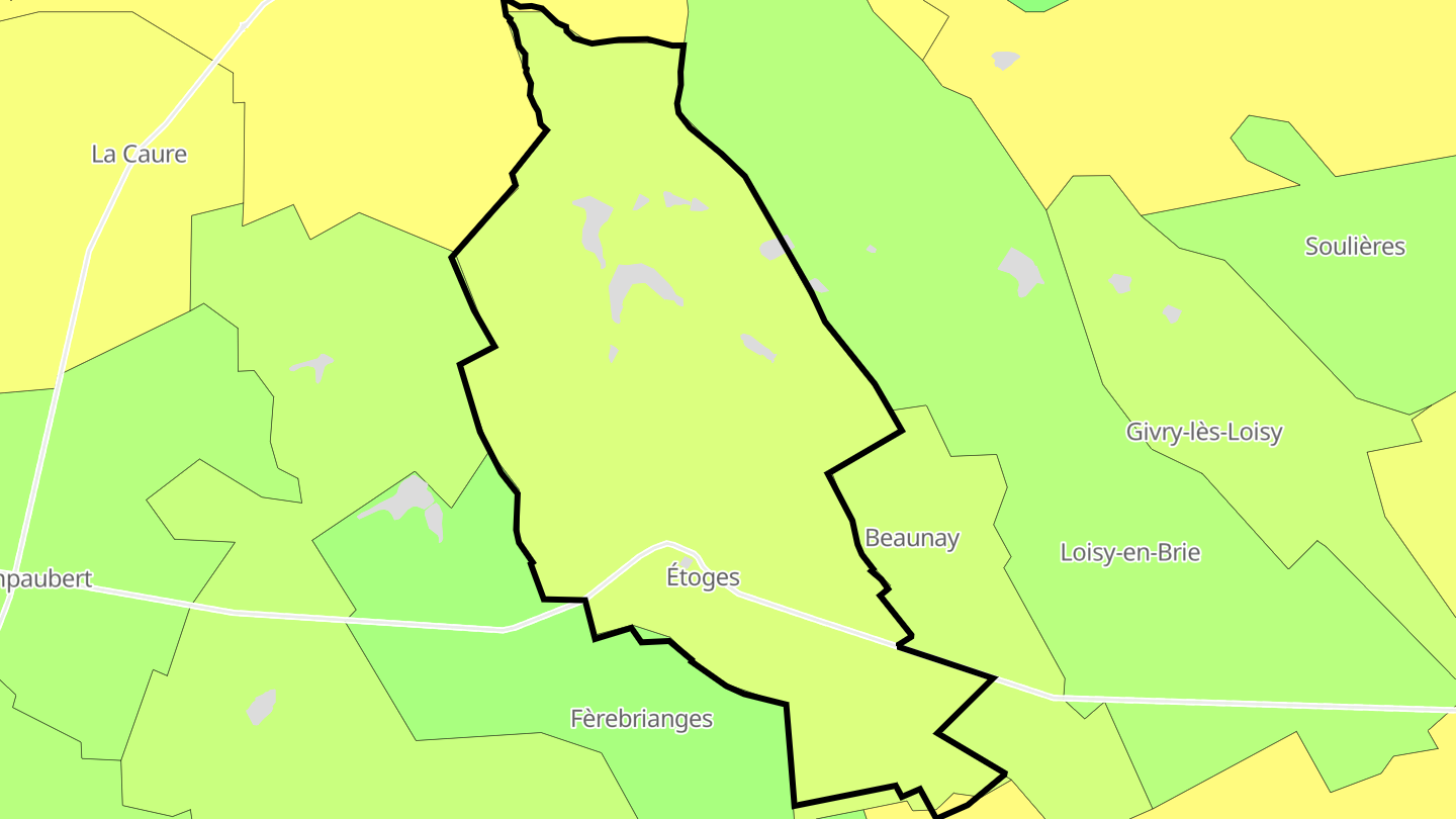 Carte des prix de l'immobilier Étoges
