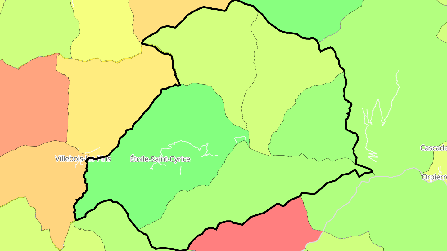 Carte des prix de l'immobilier Étoile-Saint-Cyrice