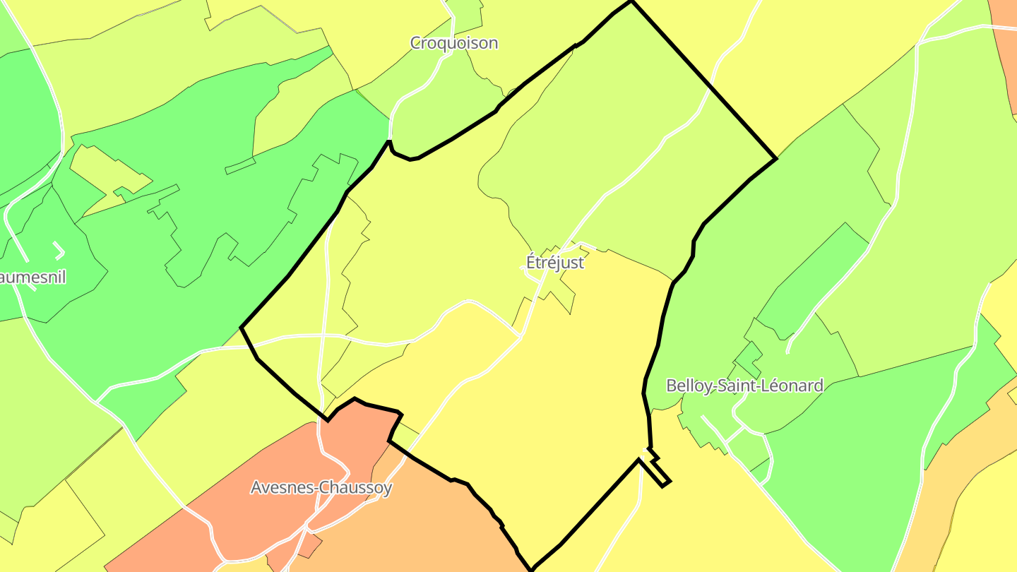 Carte des prix de l'immobilier Étréjust